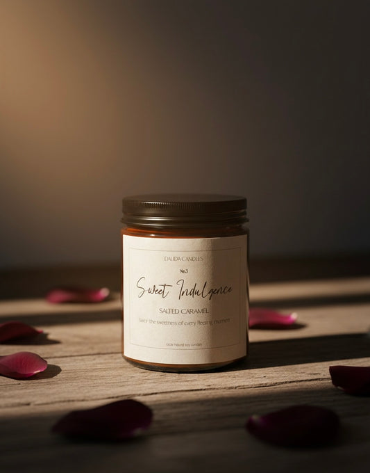 No. 3 Salted Caramel fragrance jar, capturing sweet indulgence with a warm glow.